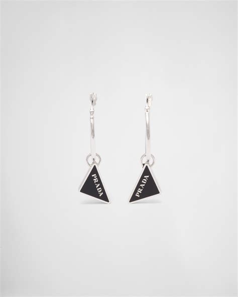 Boucles D’oreilles Prada Symbole Noir/diamant Noir 